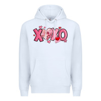 White xoxo disco heart valentine's day Premium Hoodie - MaliasSmallBusiness