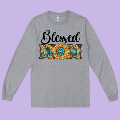 Blessed Mom Long Sleeve Tee Designed By Ranaportraitstore