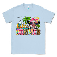 Dusty Blue hello summer cow Classic Tee - Zillion Design Studio
