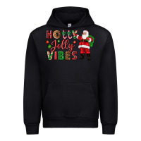 Black Holly Jolly vibes Christmas with Santa Urban Hoodie - NancyCooperArtShop