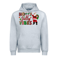 Heather Grey Holly Jolly vibes Christmas with Santa Urban Hoodie - NancyCooperArtShop