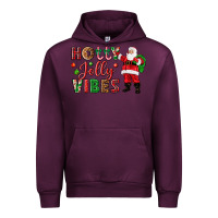 Mauve Wine Holly Jolly vibes Christmas with Santa Urban Hoodie - NancyCooperArtShop