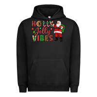 Pigment Black Holly Jolly vibes Christmas with Santa Urban Hoodie - NancyCooperArtShop
