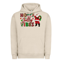 Pigment French Oak Holly Jolly vibes Christmas with Santa Urban Hoodie - NancyCooperArtShop