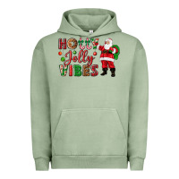 Pigment Oil Green Holly Jolly vibes Christmas with Santa Urban Hoodie - NancyCooperArtShop