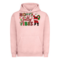 Pigment Salmon Holly Jolly vibes Christmas with Santa Urban Hoodie - NancyCooperArtShop
