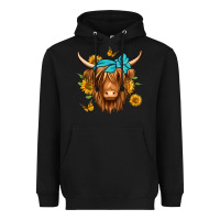 Black sunflower long haired cow Heavyweight Hoodie - Jasminsmagicworld