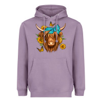 Lavender sunflower long haired cow Heavyweight Hoodie - Jasminsmagicworld