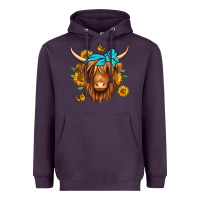 Plum sunflower long haired cow Heavyweight Hoodie - Jasminsmagicworld