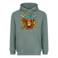 Sage sunflower long haired cow Heavyweight Hoodie - Jasminsmagicworld