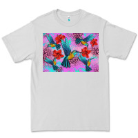 Dove Grey Flower Hummingbird Premium Tee - Artiststas