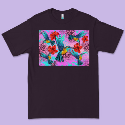 Flower Hummingbird Premium Tee Designed By Artiststas