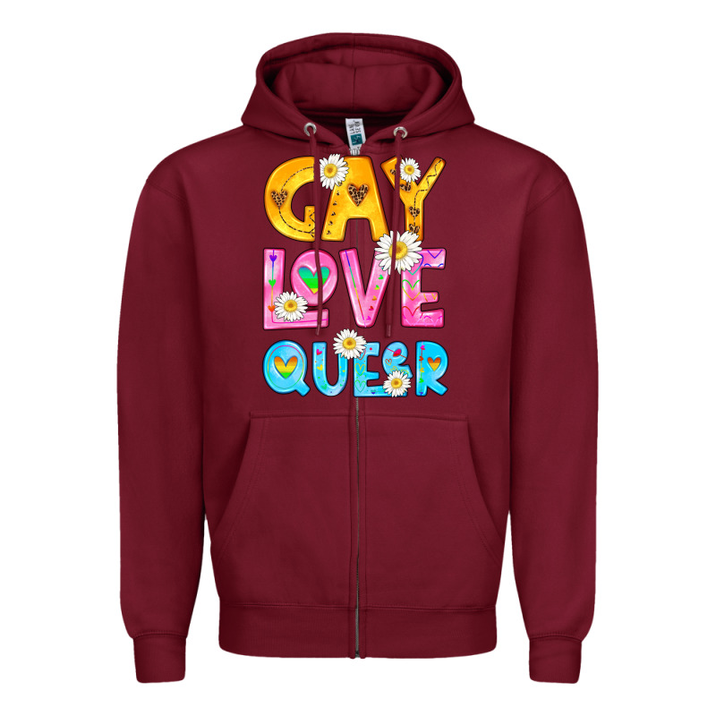 Gay Love Queer Zipper Hoodie by HRA Design Shop | Teevron