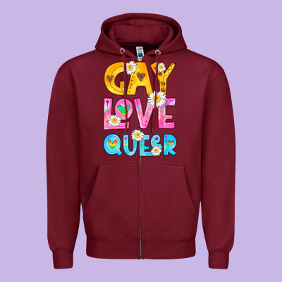 Gay Love Queer Zipper Hoodie Designed By Hra Design Shop