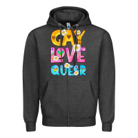 Charcoal Heather gay love queer Zipper Hoodie - HRA Design Shop