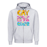 Heather Grey gay love queer Zipper Hoodie - HRA Design Shop