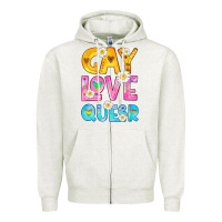 Oatmeal Heather gay love queer Zipper Hoodie - HRA Design Shop