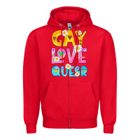 Red gay love queer Zipper Hoodie - HRA Design Shop