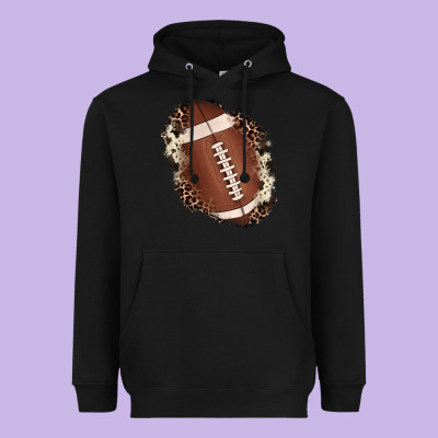 Football Cowhide Leopard Patch Heavyweight Hoodie Designed By Jahusdesignshop