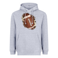 Heather Grey football cowhide leopard patch Heavyweight Hoodie - JahusDesignShop