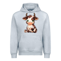 Heather Grey Baby Brown Cow Urban Hoodie - MaliasSmallBusiness