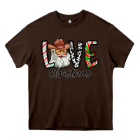 Chocolate Brown Love Christmas Santa Heavy Core Tee - CowhideDigitalArt