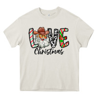 Cream Love Christmas Santa Heavy Core Tee - CowhideDigitalArt