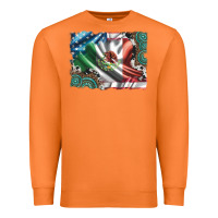 Carrot usa and mexico flag with leopard cowhide and gemstone background Premium Sweatshirt - Artiststas