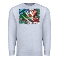 Heather Grey usa and mexico flag with leopard cowhide and gemstone background Premium Sweatshirt - Artiststas