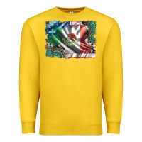 Lemon usa and mexico flag with leopard cowhide and gemstone background Premium Sweatshirt - Artiststas