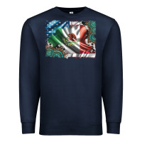 Navy usa and mexico flag with leopard cowhide and gemstone background Premium Sweatshirt - Artiststas