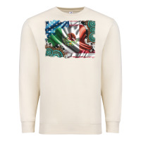 Sandshell usa and mexico flag with leopard cowhide and gemstone background Premium Sweatshirt - Artiststas