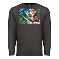 Smoke usa and mexico flag with leopard cowhide and gemstone background Premium Sweatshirt - Artiststas