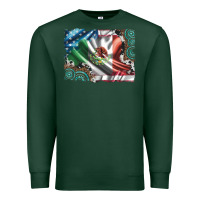 Sports Green usa and mexico flag with leopard cowhide and gemstone background Premium Sweatshirt - Artiststas