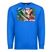 True Royal usa and mexico flag with leopard cowhide and gemstone background Premium Sweatshirt - Artiststas