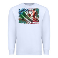White usa and mexico flag with leopard cowhide and gemstone background Premium Sweatshirt - Artiststas