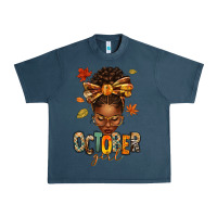Midnight Navy october girl afro woman fall Urban Heavy Tee - texasbilliewilder