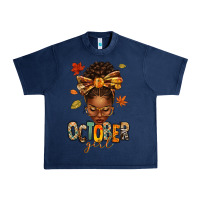 Navy october girl afro woman fall Urban Heavy Tee - texasbilliewilder