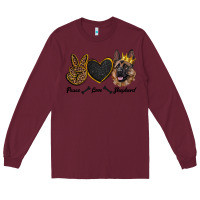 Burgundy peace love shepherd Long Sleeve Tee - RanaPortraitStore