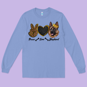 Peace Love Shepherd Long Sleeve Tee Designed By Ranaportraitstore