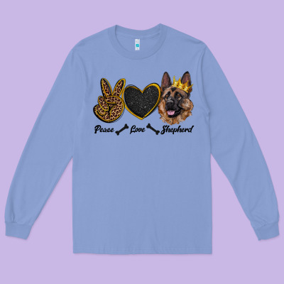 Peace Love Shepherd Long Sleeve Tee Designed By Ranaportraitstore