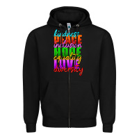 Black kindness peace inclusion hope equality love diversity Zipper Hoodie - HRA Design Shop