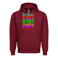Burgundy kindness peace inclusion hope equality love diversity Zipper Hoodie - HRA Design Shop