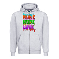 Heather Grey kindness peace inclusion hope equality love diversity Zipper Hoodie - HRA Design Shop