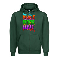 Sports Green kindness peace inclusion hope equality love diversity Zipper Hoodie - HRA Design Shop