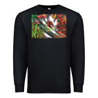 Black mexico flag sunflowers roses and cactus with serape aztec and leopard Premium Sweatshirt - Artiststas