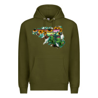 Army Green Maryland Map Sunflower Cactus Serape Premium Hoodie - RanaPortraitStore