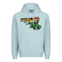Blue Mist Maryland Map Sunflower Cactus Serape Premium Hoodie - RanaPortraitStore