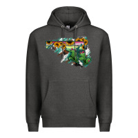 Charcoal Heather Maryland Map Sunflower Cactus Serape Premium Hoodie - RanaPortraitStore