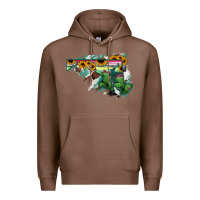 Chestnut Maryland Map Sunflower Cactus Serape Premium Hoodie - RanaPortraitStore